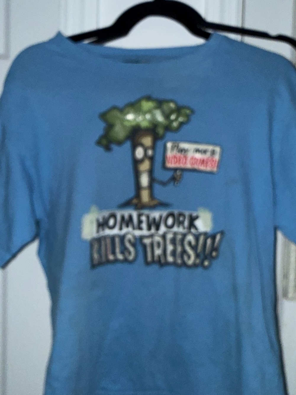 Kids Blue Short-Sleeve Graphic Tee - Homework Kills Trees